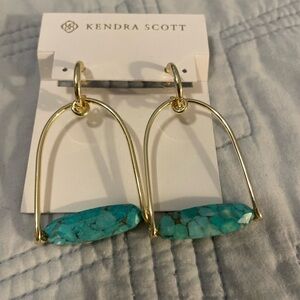 Kendra Scott Gold-tone Hoop Earrings with Turquoise Bars